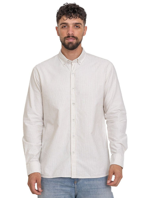 Coffee - Design 1 Striped Oxford Shirt - Khotwh